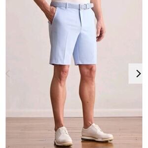 Dunning Mens Player Fit 9" Golf Shorts Sz 34 Oxford Blue‎ Performance Stretch